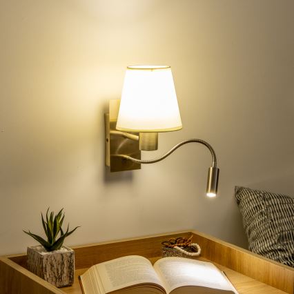 Brilagi - LED Гъвкав аплик NUBILA 1xE27/25W/230V + LED/3W месинг/кремав