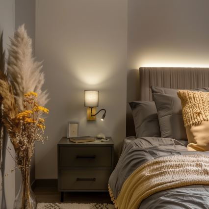 Brilagi - LED Гъвкав аплик NUBILA WOOD 1xE27/25W/230V + LED/3W дъб/антрацит