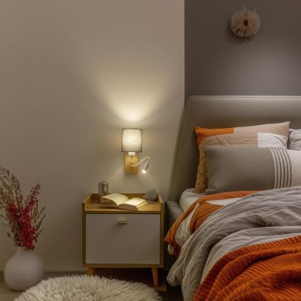 Brilagi - LED Гъвкав аплик NUBILA WOOD 1xE27/25W/230V + LED/3W дъб/антрацит