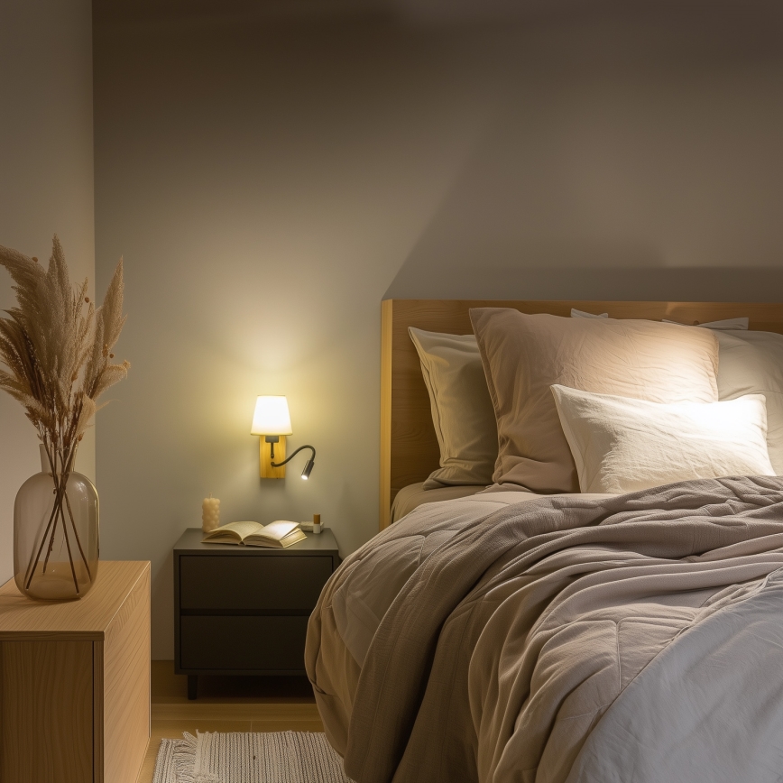 Brilagi - LED Гъвкав аплик NUBILA WOOD 1xE27/25W/230V + LED/3W дъб/бял