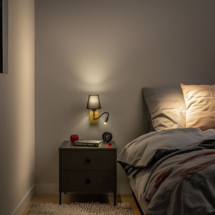 Brilagi - LED Гъвкав аплик NUBILA WOOD 1xE27/25W/230V + LED/3W дъб/черен