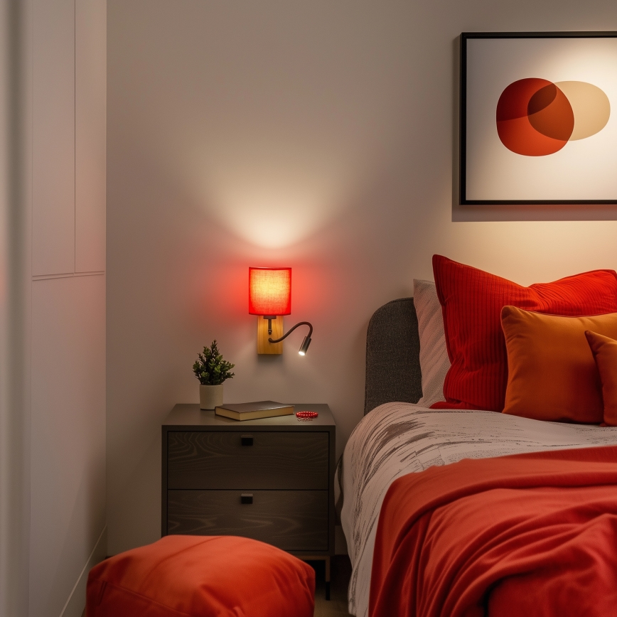 Brilagi - LED Гъвкав аплик NUBILA WOOD 1xE27/25W/230V + LED/3W дъб/червен