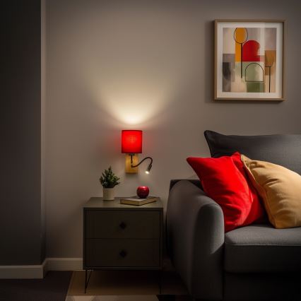 Brilagi - LED Гъвкав аплик NUBILA WOOD 1xE27/25W/230V + LED/3W дъб/Помпейски червен