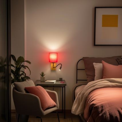 Brilagi - LED Гъвкав аплик NUBILA WOOD 1xE27/25W/230V + LED/3W дъб/розов