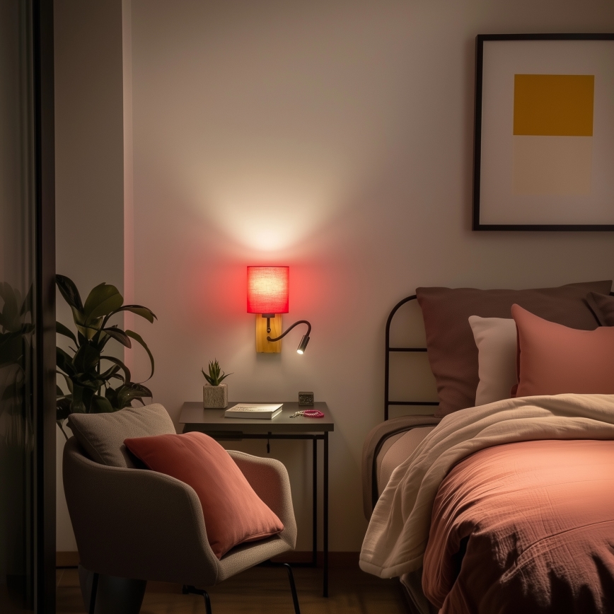 Brilagi - LED Гъвкав аплик NUBILA WOOD 1xE27/25W/230V + LED/3W дъб/розов