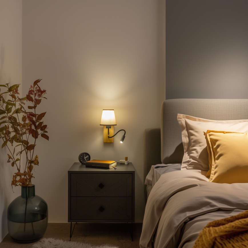 Brilagi - LED Гъвкав аплик NUBILA WOOD 1xE27/25W/230V + LED/3W дъб/кафяв