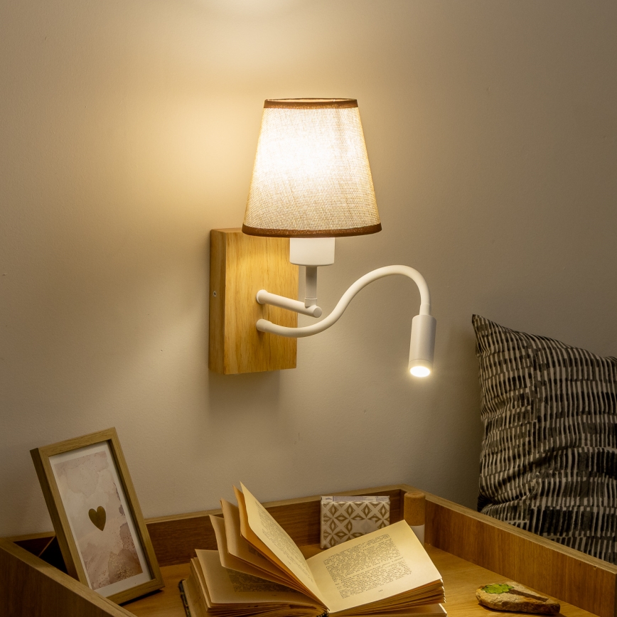 Brilagi - LED Гъвкав аплик NUBILA WOOD 1xE27/25W/230V + LED/3W дъб/кафяв