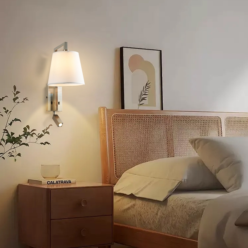 Brilagi - LED Аплик RAYA 1xE14/40W/230V + LED/3W бял/матов хром