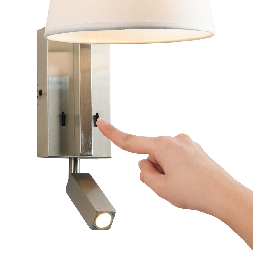 Brilagi - LED Аплик RAYA 1xE14/40W/230V + LED/3W бял/матов хром