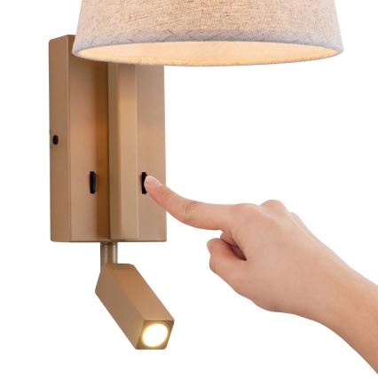 Brilagi - LED Аплик RAYAS 1xE14/40W/230V + LED/3W лен/бежов