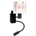 Brilagi - LED детска гъвкава стенна лампа BOBO 1xE27/25W/230V + LED/3W черна/бяла/розова/балеринки