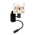 Brilagi - LED детска гъвкава стенна лампа BOBO 1xE27/25W/230V + LED/3W черна/бяла/розова/феи