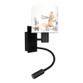 Brilagi - LED детска гъвкава стенна лампа BOBO 1xE27/25W/230V + LED/3W черна/бяла/с мотиви на животни