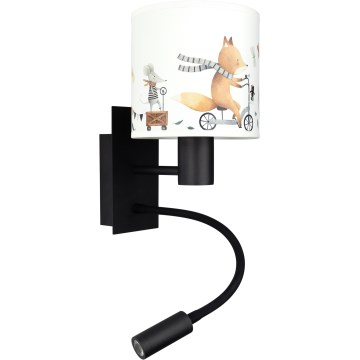 Brilagi - LED детска гъвкава стенна лампа BOBO 1xE27/25W/230V + LED/3W черна/бяла/с мотиви на животни