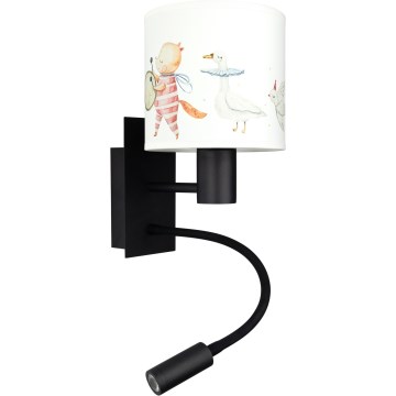 Brilagi - LED детска гъвкава стенна лампа BOBO 1xE27/25W/230V + LED/3W черна/бяла/с животински мотиви