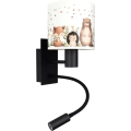 Brilagi - LED Детска гъвкава стенна лампа BOBO 1xE27/25W/230V + LED/3W черна/бяла/с животински мотиви