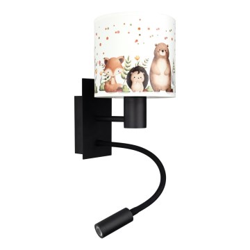 Brilagi - LED Детска гъвкава стенна лампа BOBO 1xE27/25W/230V + LED/3W черна/бяла/с животински мотиви