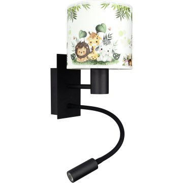 Brilagi - LED детска гъвкава стенна лампа BOBO 1xE27/25W/230V + LED/3W черна/бяла/зелена/джунгла