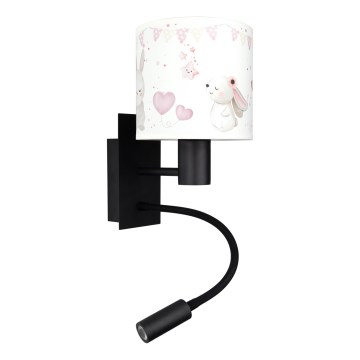 Brilagi - LED детска гъвкава стенна лампа BOBO 1xE27/25W/230V + LED/3W черна/кремава/с мотив зайчета
