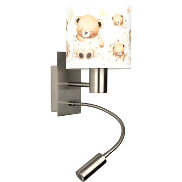 Brilagi - LED Детска гъвкава стенна лампа BOBO 1xE27/25W/230V + LED/3W матов хром/бял/меченца