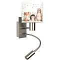 Brilagi - LED детска гъвкава стенна лампа BOBO 1xE27/25W/230V + LED/3W матов хром/бял/с животни