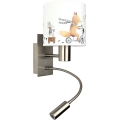 Brilagi - LED детска гъвкава стенна лампа BOBO 1xE27/25W/230V + LED/3W матов хром/бяла/с животински мотиви