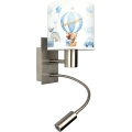 Brilagi - LED детска гъвкава стенна лампа BOBO 1xE27/25W/230V + LED/3W матов хром/бяла/синя/мечета