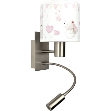 Brilagi - LED детска гъвкава стенна лампа BOBO 1xE27/25W/230V + LED/3W матов хром/кремова/зайченца