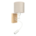 Brilagi - LED детска гъвкава стенна лампа BOBO WOOD 1xE27/25W/230V + LED/3W дъб/бяла/бежова/на точки