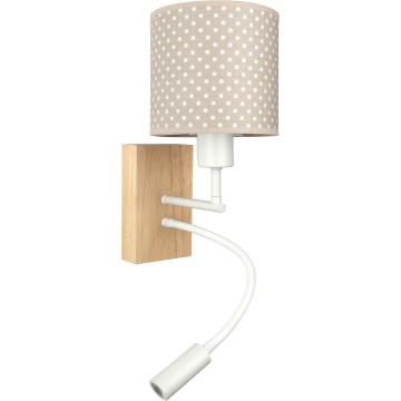 Brilagi - LED детска гъвкава стенна лампа BOBO WOOD 1xE27/25W/230V + LED/3W дъб/бяла/бежова/на точки