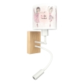 Brilagi - LED детска гъвкава стенна лампа BOBO WOOD 1xE27/25W/230V + LED/3W дъб/бяла/розова/балетни пантофки