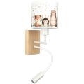 Brilagi - LED Детска гъвкава стенна лампа BOBO WOOD 1xE27/25W/230V + LED/3W дъб/бяла/с мотиви на животни