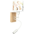 Brilagi - LED детска гъвкава стенна лампа BOBO WOOD 1xE27/25W/230V + LED/3W дъб/бяла/с животински мотив