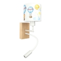 Brilagi - LED Детска гъвкава стенна лампа BOBO WOOD 1xE27/25W/230V + LED/3W дъб/бяла/с животински мотиви