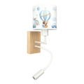 Brilagi - LED детска гъвкава стенна лампа BOBO WOOD 1xE27/25W/230V + LED/3W дъб/бяла/синя/меченца
