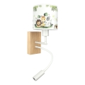 Brilagi - LED детска гъвкава стенна лампа BOBO WOOD 1xE27/25W/230V + LED/3W дъб/бяла/зелена/джунгла