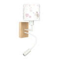 Brilagi - LED детска гъвкава стенна лампа BOBO WOOD 1xE27/25W/230V + LED/3W дъб/бяла/кремова/зайчета