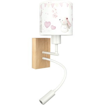 Brilagi - LED детска гъвкава стенна лампа BOBO WOOD 1xE27/25W/230V + LED/3W дъб/бяла/кремова/зайчета