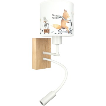 Brilagi - LED детска гъвкава стенна лампа BOBO WOOD 1xE27/25W/230V + LED/3W дъб/бяло/животни