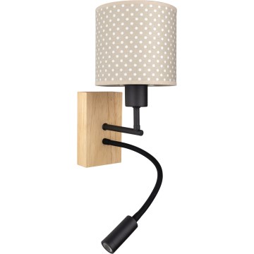 Brilagi - LED детска гъвкава стенна лампа BOBO WOOD 1xE27/25W/230V + LED/3W дъб/черен/бежов/на точки