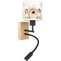 Brilagi - LED детска гъвкава стенна лампа BOBO WOOD 1xE27/25W/230V + LED/3W дъб/черен/бял/розов/феи