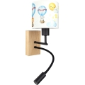 Brilagi - LED детска гъвкава стенна лампа BOBO WOOD 1xE27/25W/230V + LED/3W дъб/черен/бял/с мотив на животни