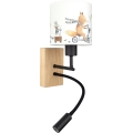 Brilagi - LED детска гъвкава стенна лампа BOBO WOOD 1xE27/25W/230V + LED/3W дъб/черен/бял/с животински мотиви