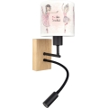 Brilagi - LED детска гъвкава стенна лампа BOBO WOOD 1xE27/25W/230V + LED/3W дъб/черна/бяла/розова/балерини