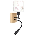 Brilagi - LED детска гъвкава стенна лампа BOBO WOOD 1xE27/25W/230V + LED/3W дъб/черна/кремава/зайчета
