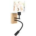 Brilagi - LED детска гъвкава стенна лампа BOBO WOOD 1xE27/25W/230V + LED/3W дъб/черно/бяло/с животински мотив