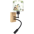 Brilagi - LED детска гъвкава стенна лампа BOBO WOOD 1xE27/25W/230V + LED/3W дъб/черно/бяло/зелено/джунгла