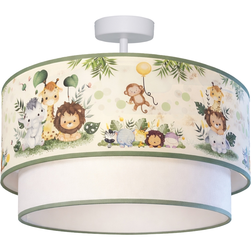 Brilagi - LED детски плафон BOBO 1xE27/60W/230V Ø 40 см крем/зелен/джунгла