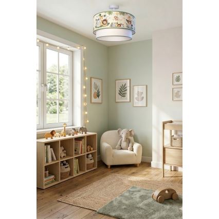 Brilagi - LED детски плафон BOBO 1xE27/60W/230V Ø 40 см крем/зелен/джунгла