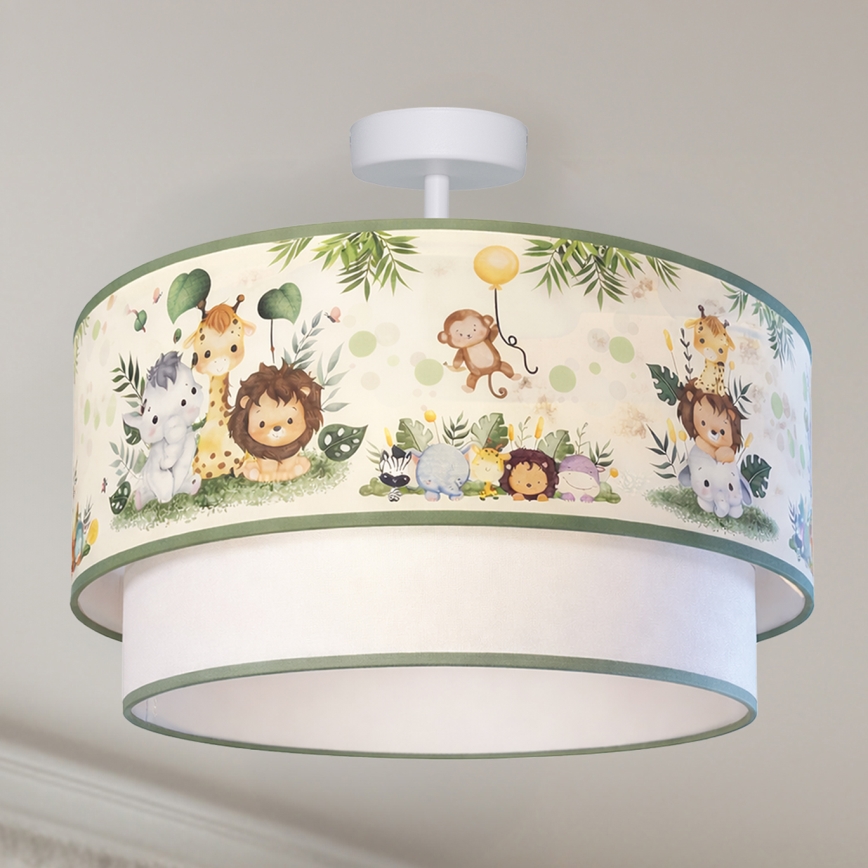 Brilagi - LED детски плафон BOBO 1xE27/60W/230V Ø 40 см крем/зелен/джунгла